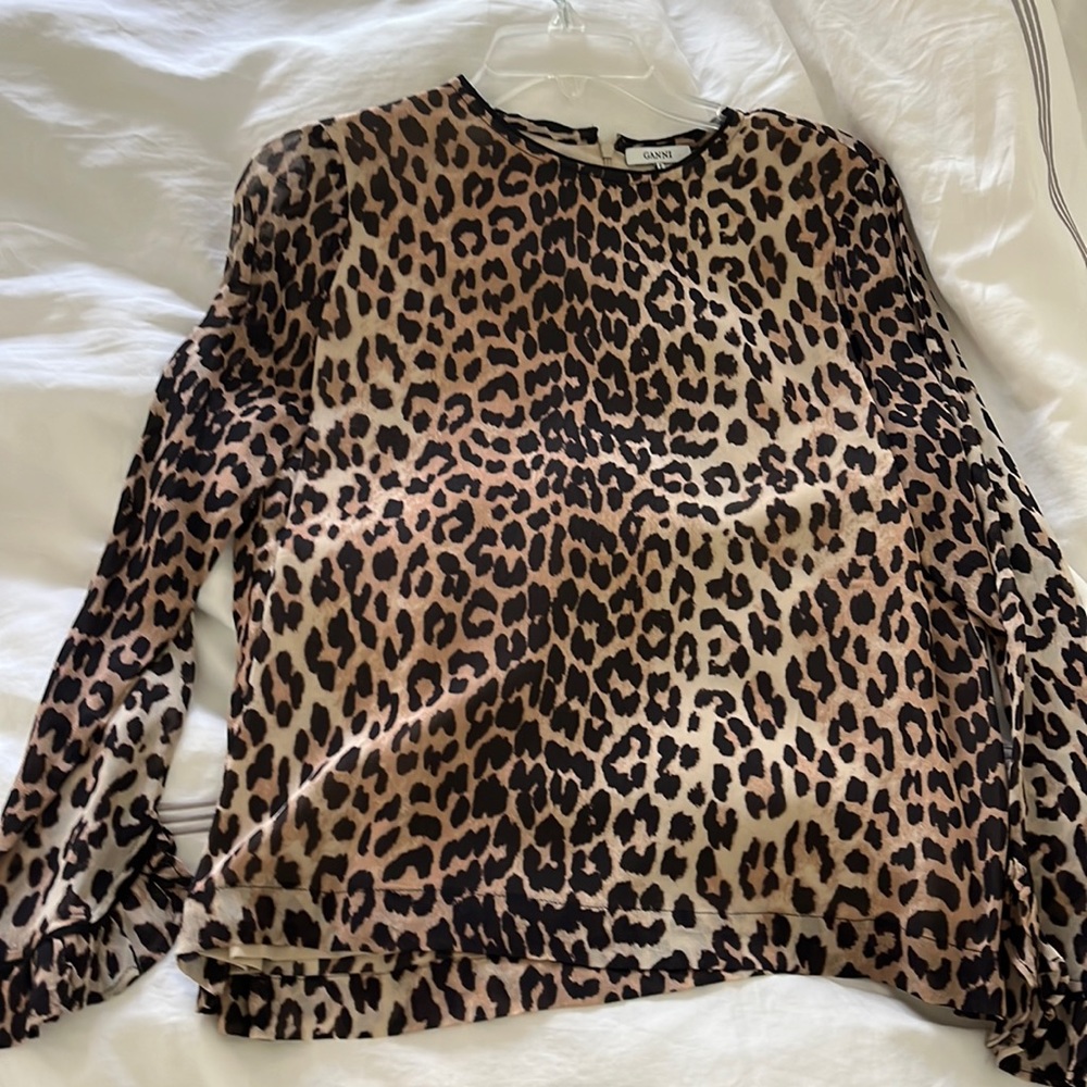 Ganni leopard print blouse
